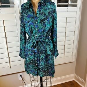 Elegant Green and Blue Women's Shirt Dress by Vertigo NWT  8-13-017